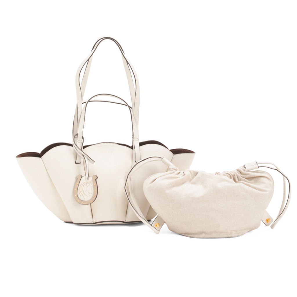 Elegant Cream Designer Tote And Pouch Set